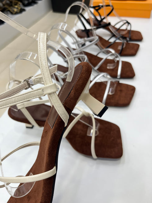 Open Toe Cross Straps Kitten Heels